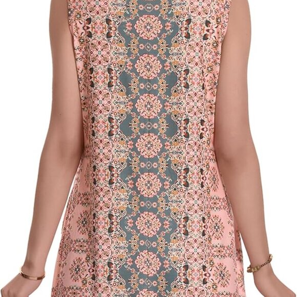 Summer Dresses for Women Beach Boho Sleeveless Vintage Floral Flowy Pocket Tshir - Picture 6 of 6